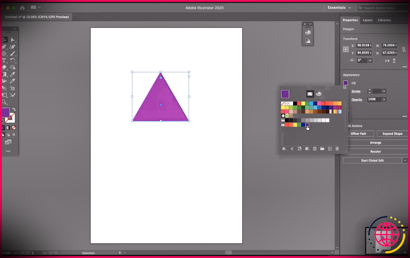 Adobe Illustrator Créer un triangle de forme solide avec un remplissage de couleur
