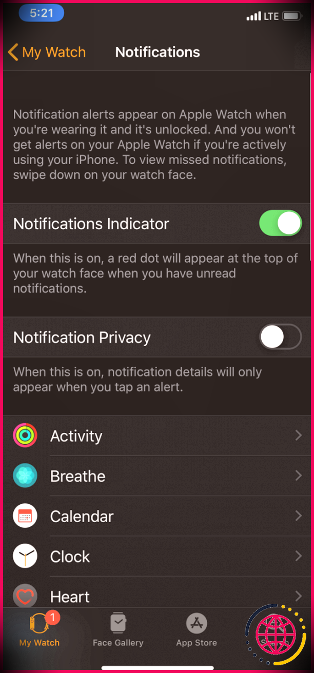 Apple Watch Gérer les notifications 2