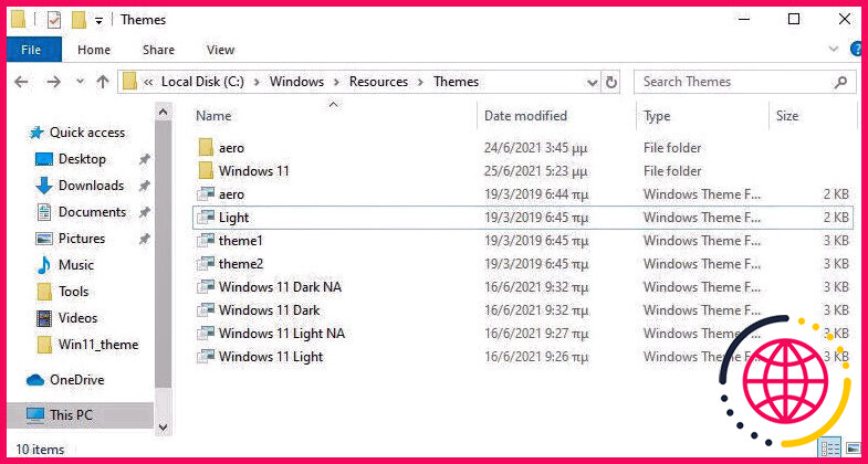 Dossier de thèmes Windows 10