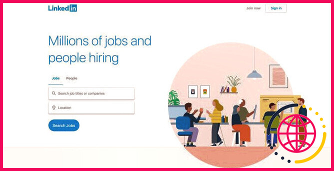 Page principale de recherche d'emploi de LinkedIn Jobs