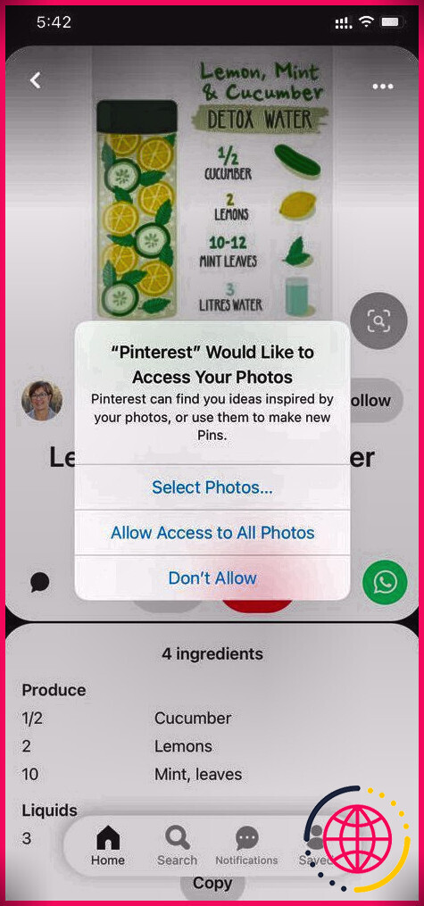 Pinterest - Donner accès aux photos