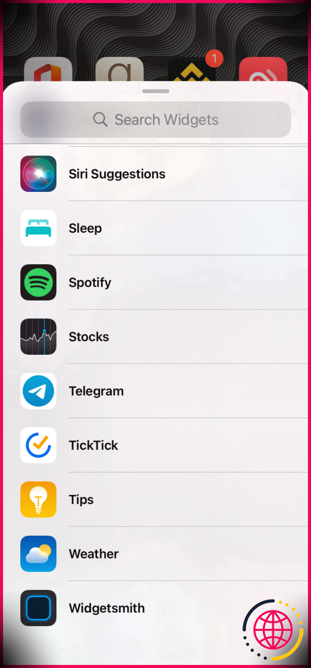 Ajout de widgets à l'écran d'accueil iOS
