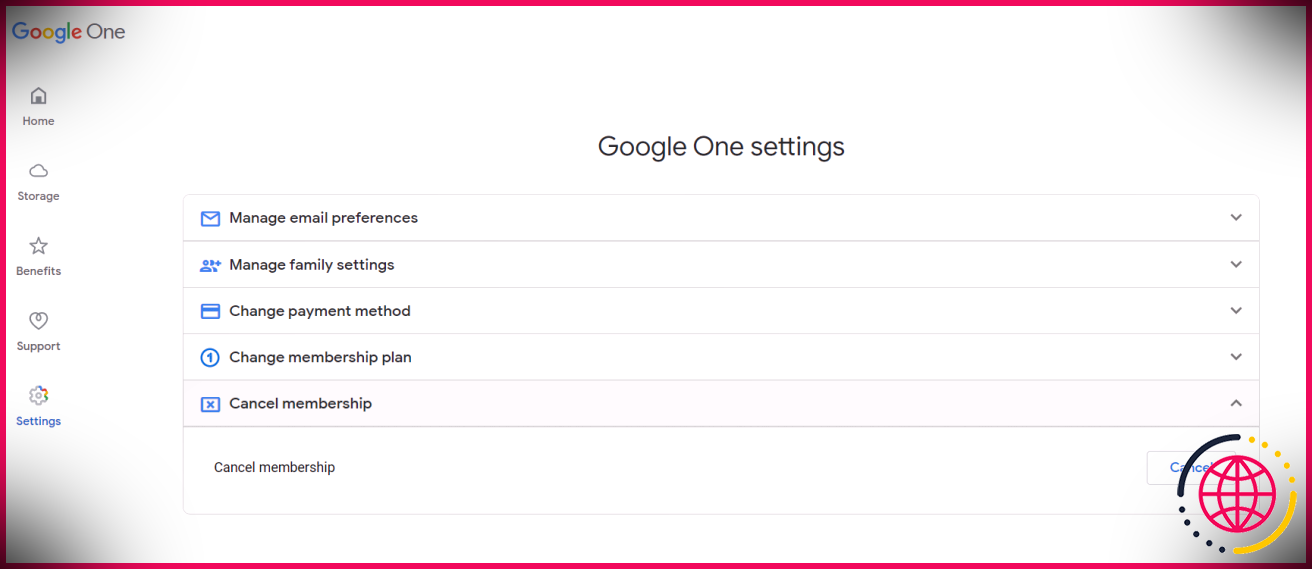Annulation de l'abonnement Google One sur PC
