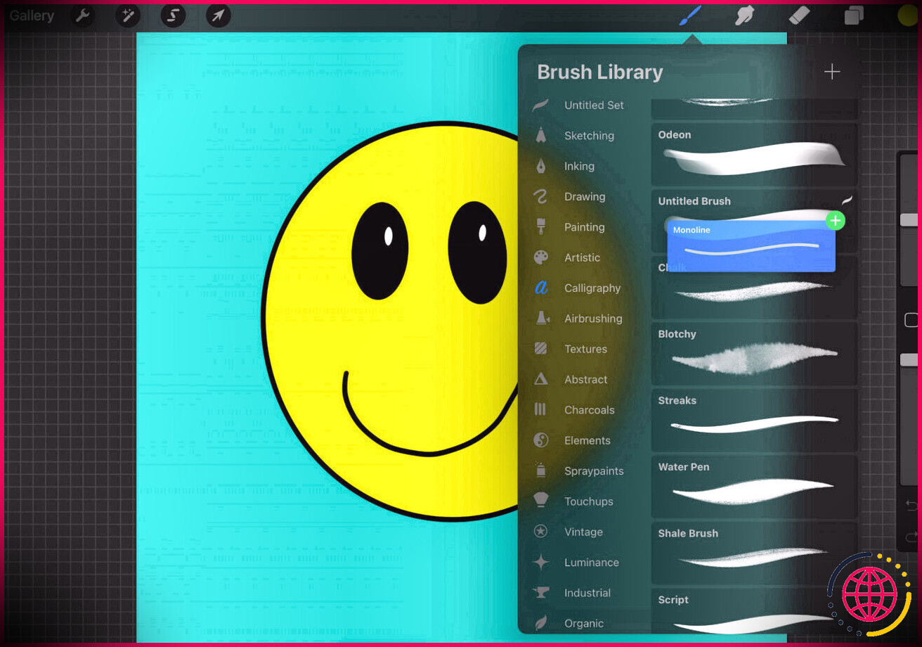 Capture d'écran montrant comment déplacer des pinceaux dans Procreate Brush Library pour iPad