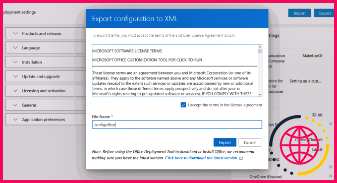 Exporter le fichier configuré au format XML