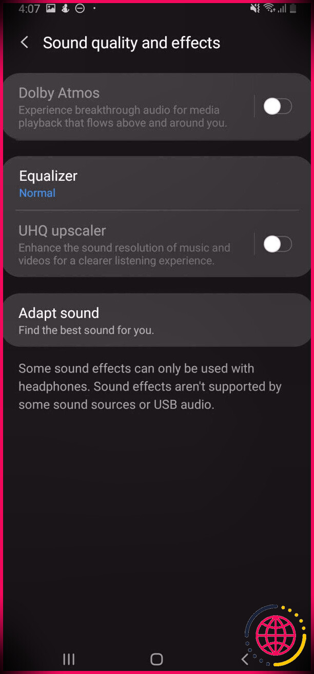 Spotify Equalizer Android Screenshot qualité sonore et effets