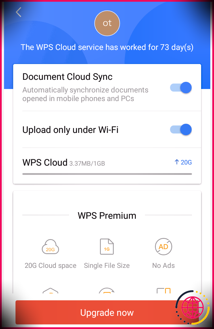 Activer la synchronisation cloud dans l'application WPS Office