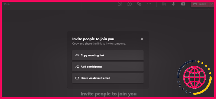 Microsoft Teams invite les gens à vous rejoindre