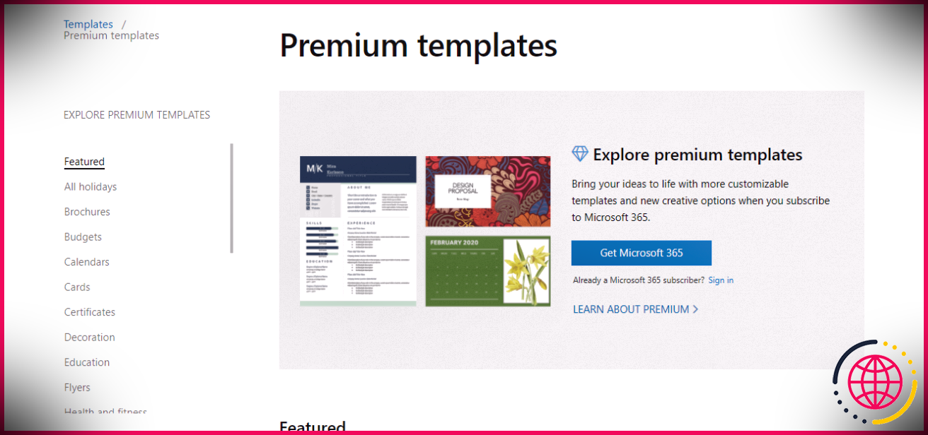 Modèles Excel Premium sur le site Web de Microsoft