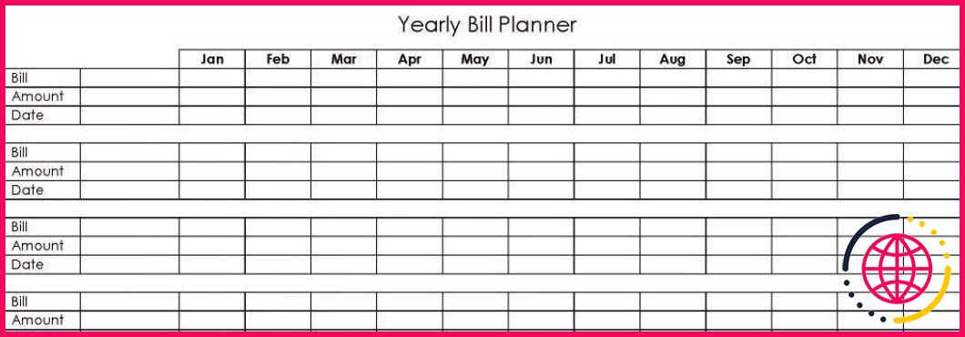 Planificateur de facture annuel