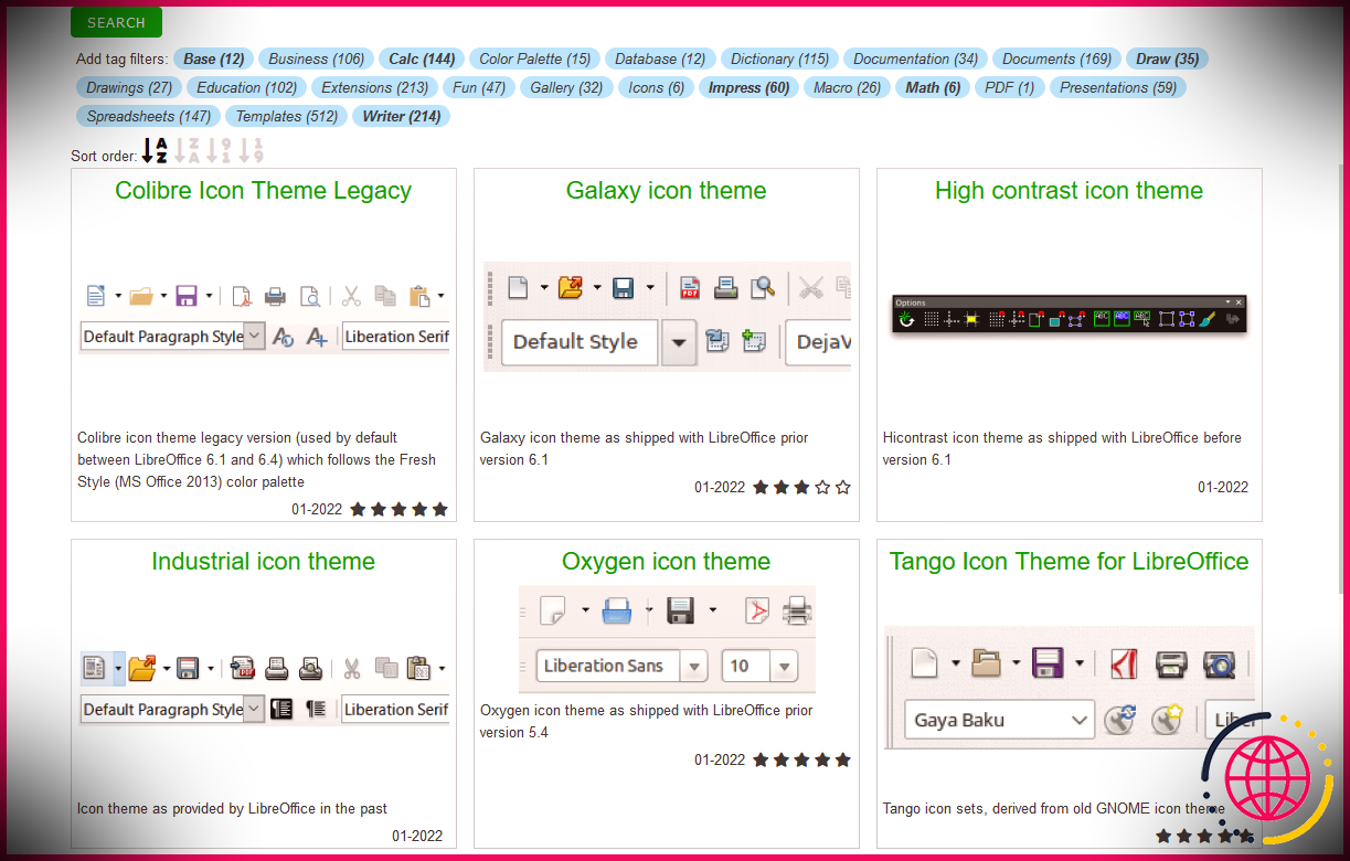 Thèmes d'icônes personnalisés LibreOffice