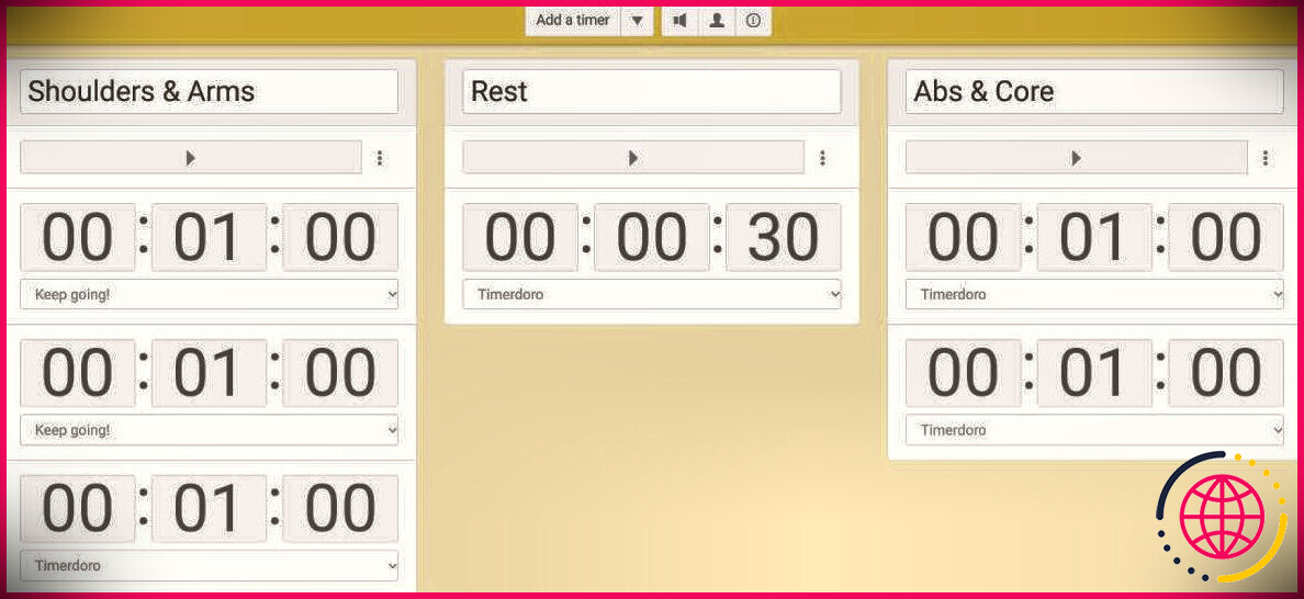 Timerdoro est une application de navigateur adaptée aux mobiles pour compter les intervalles de temps 