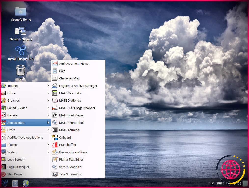 Trisquel GNU/Linux Desktop avec menu de lancement