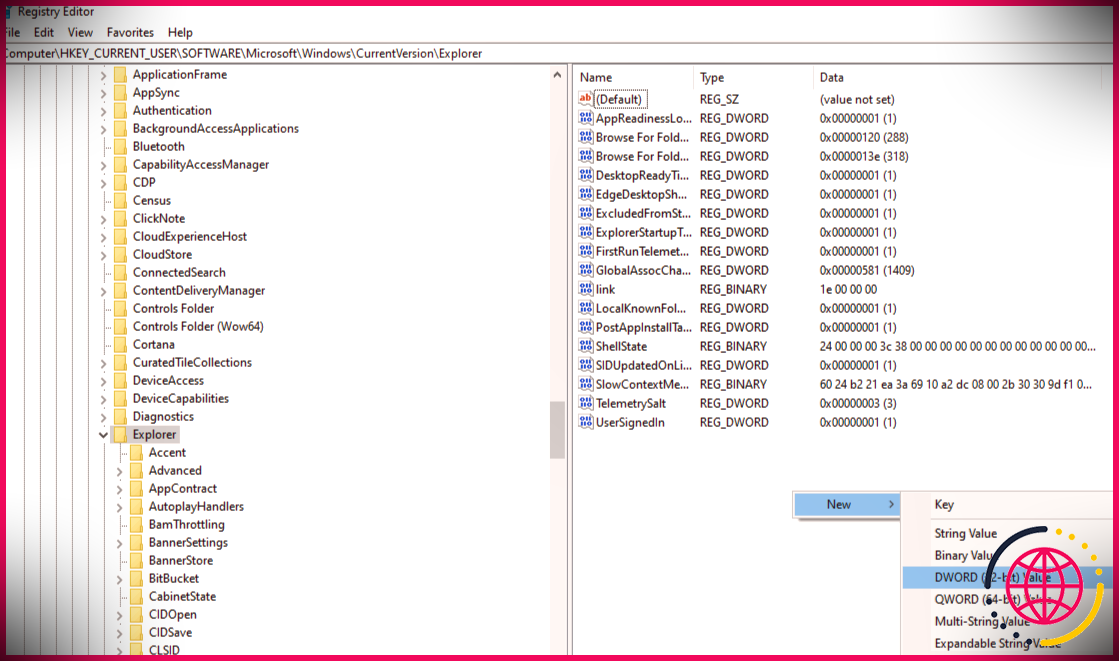 Création d'un nouveau fichier dans l'éditeur de registre Windows dans Windows 10