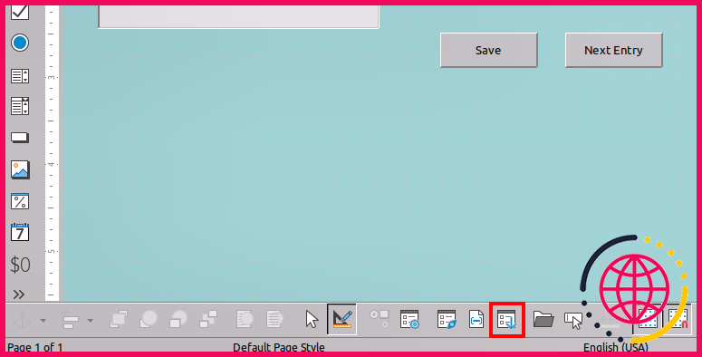 Emplacement de l'outil d'activation de formulaire dans LibreOffice Base