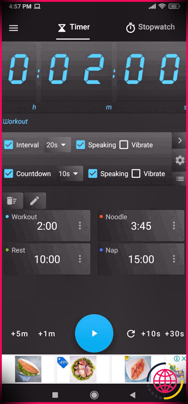 Speaking Timer est une application fantastique qui combine un compte à rebours et un chronomètre