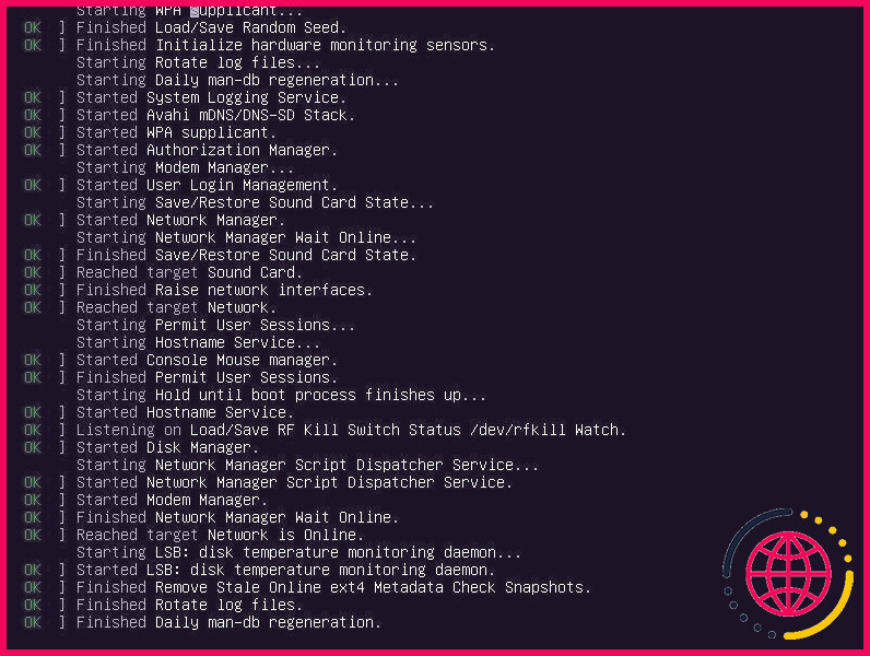 Console de démarrage Debian Linux