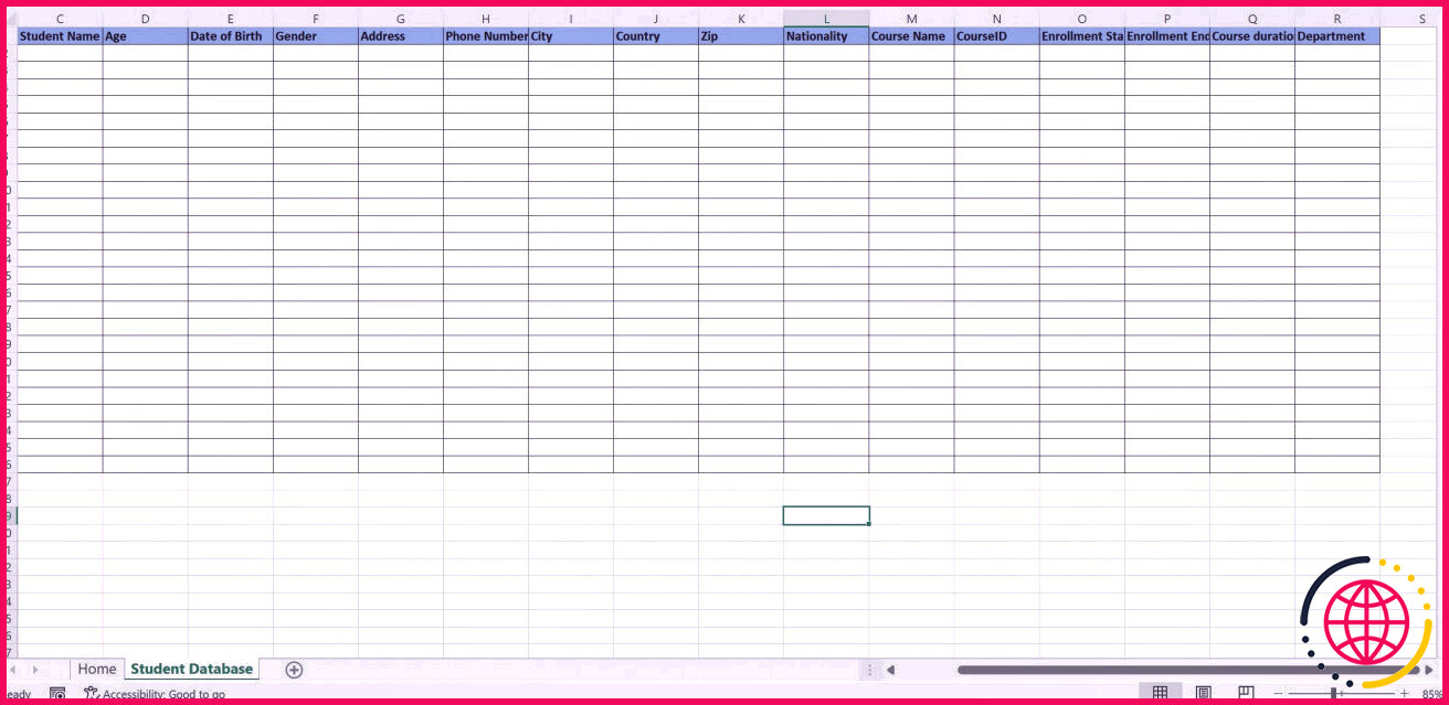 feuille de calcul Excel