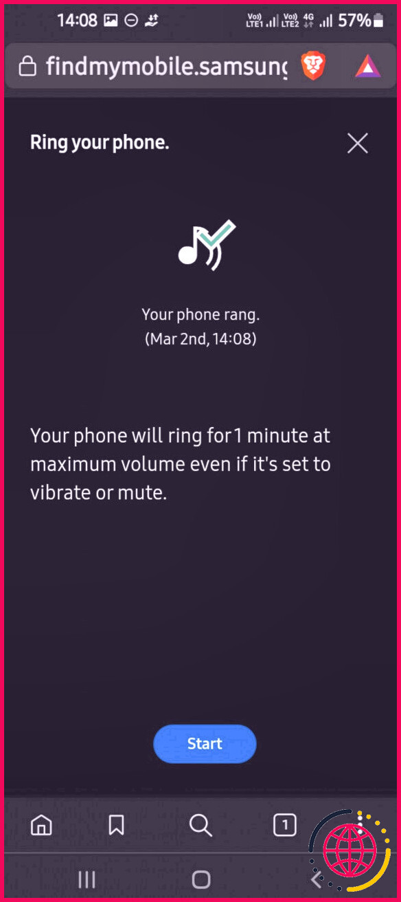 Faites sonner votre téléphone dans l'application Samsung Find My Mobile