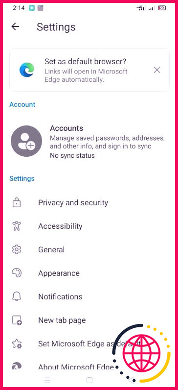 Paramètres de confidentialité et de sécurité dans Edge pour Android