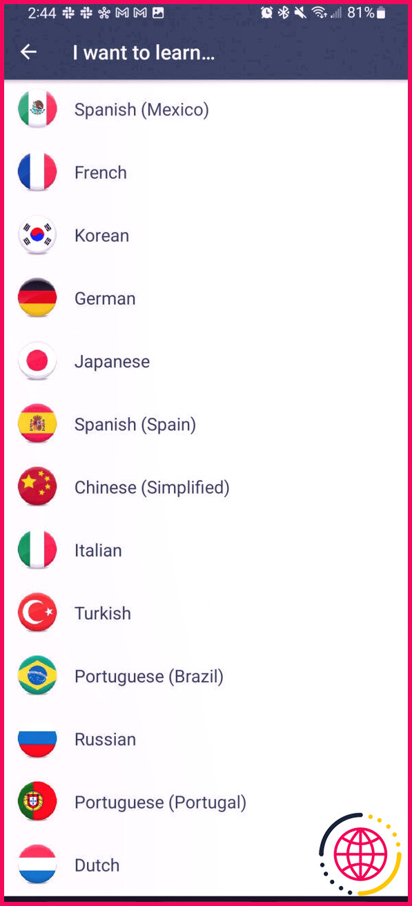 application memrise langues disponibles à apprendre
