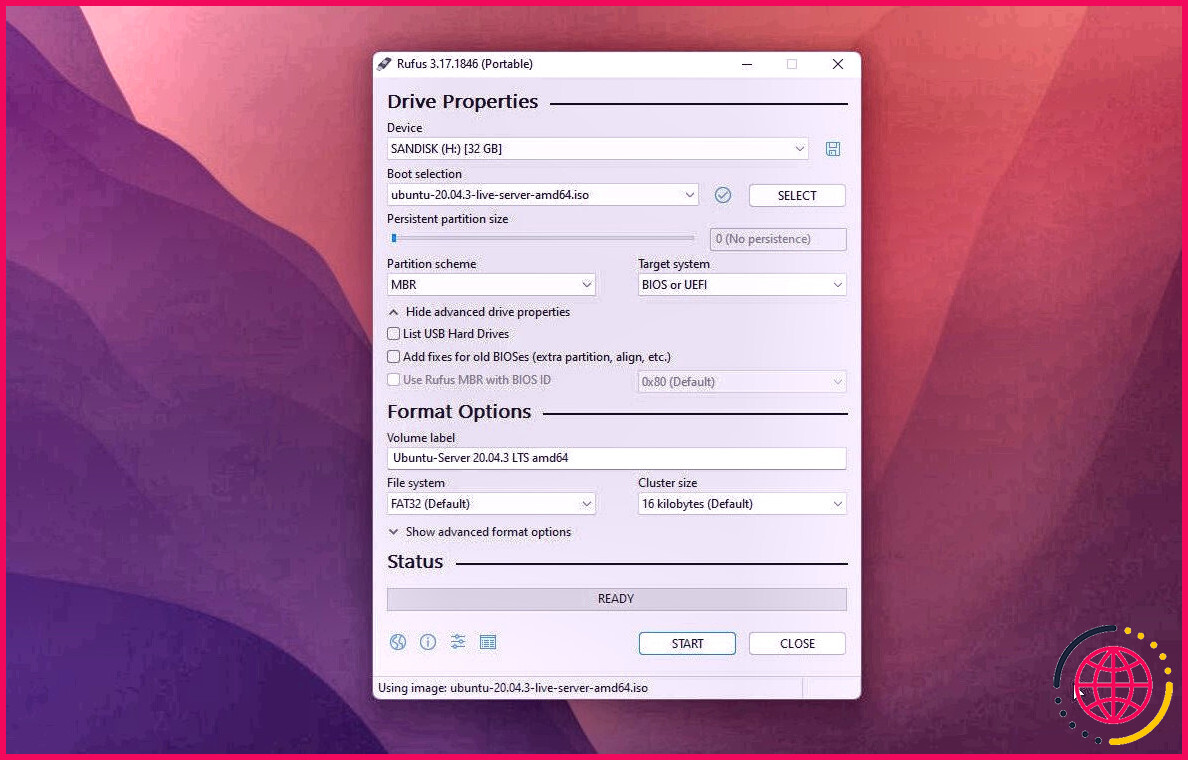 créer un support d'installation de serveur ubuntu amorçable