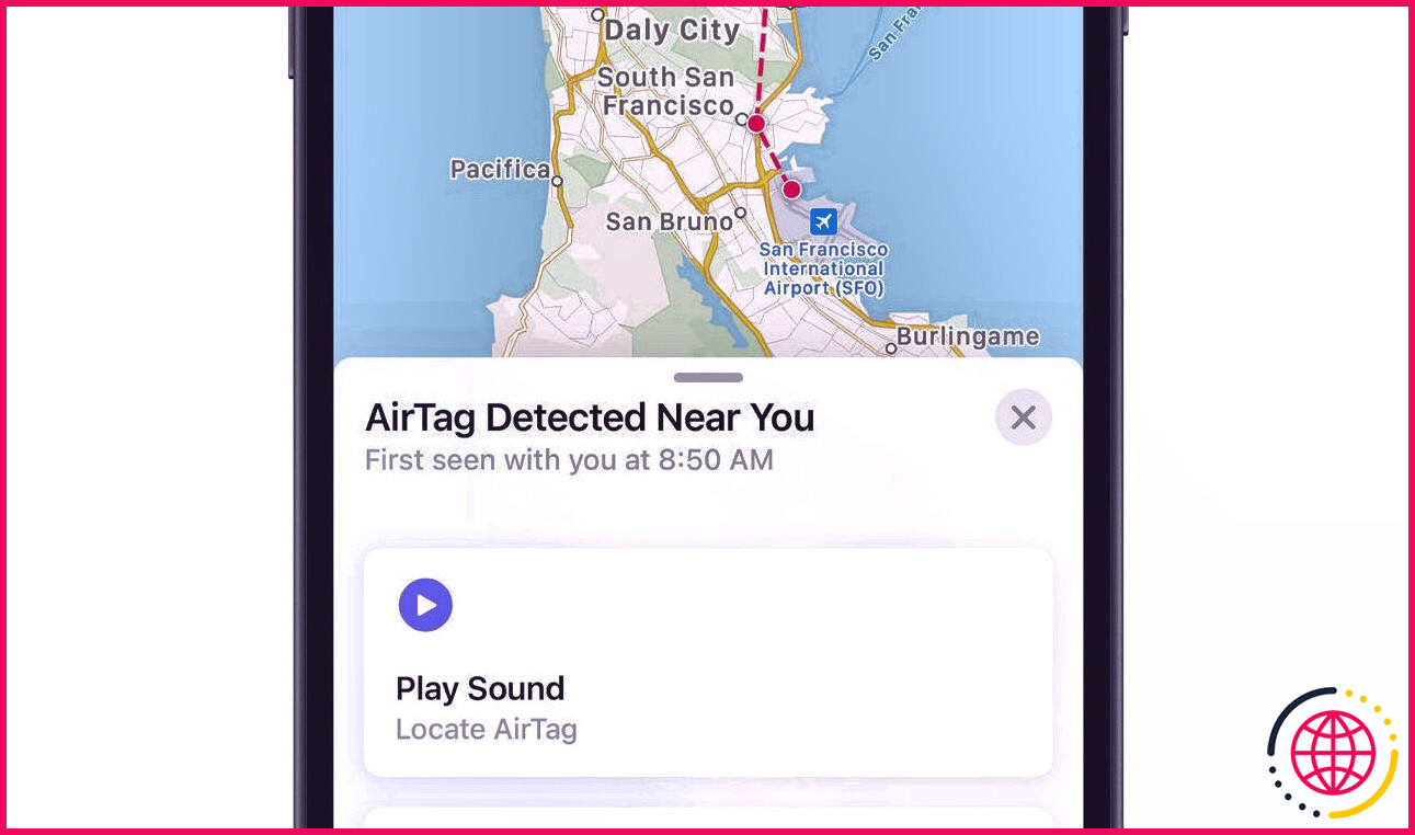L'alerte de sécurité AirTag sur iPhone