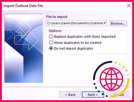 Outlook importer un fichier de données pst fusionner