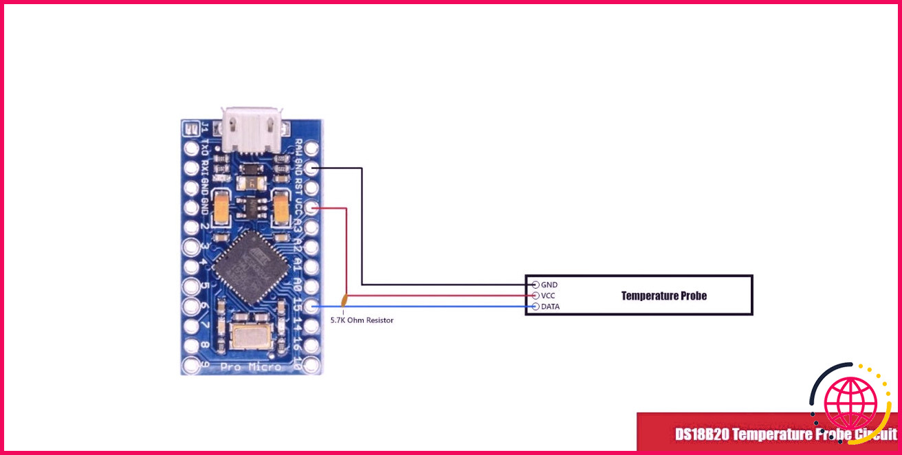 diagramme de thermomètre numérique bricolage DS18B20