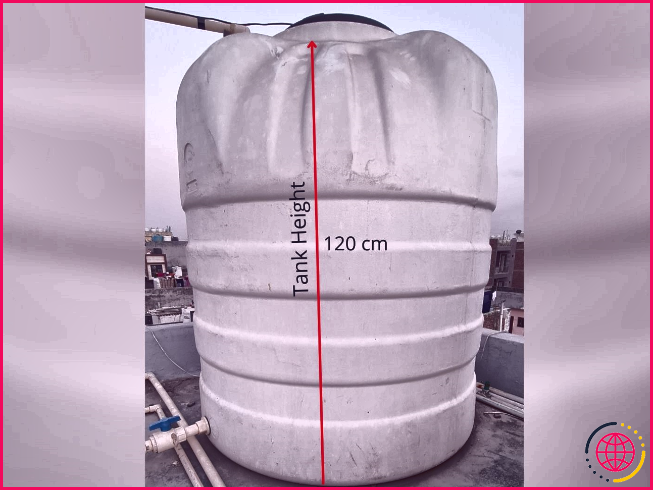 mesurer la hauteur du réservoir pour trouver la profondeur