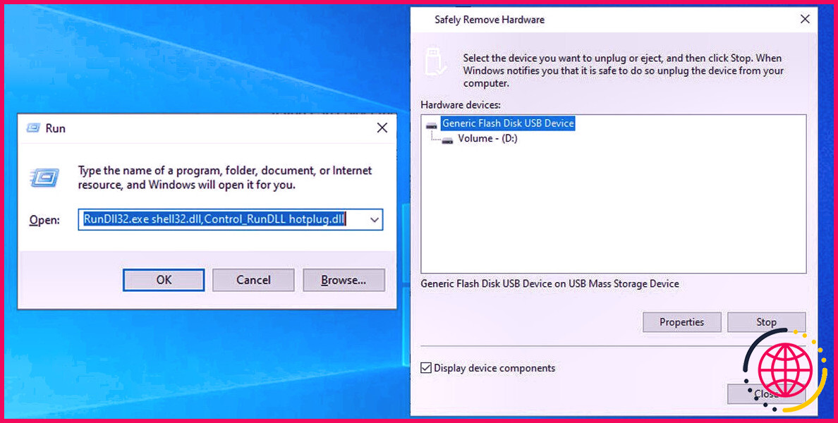 Outil de suppression de matériel dans Windows 10.