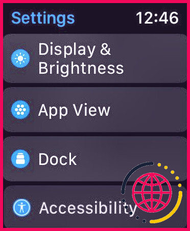 Application Paramètres sur Apple Watch.