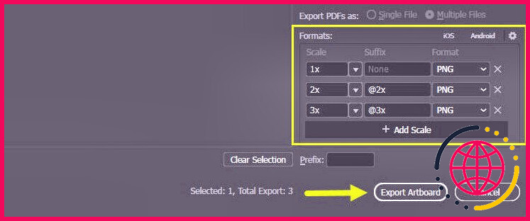 Options d'exportation PNG dans Illustrator