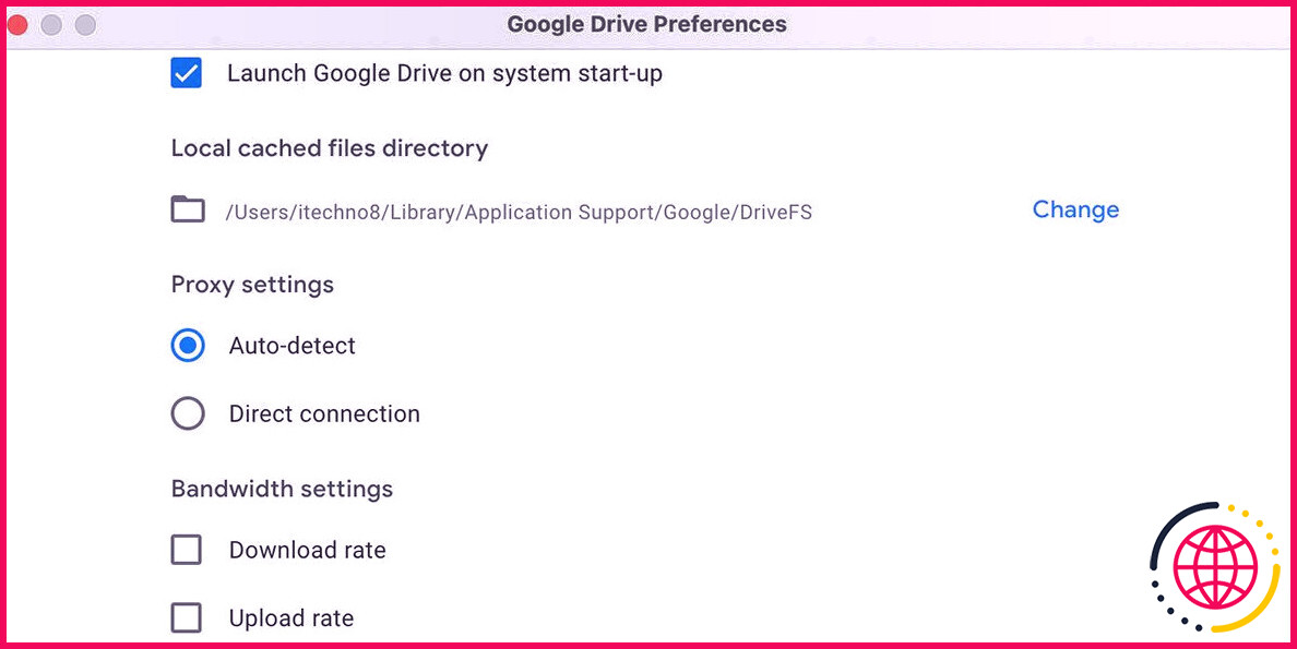 Préférences Google Drive