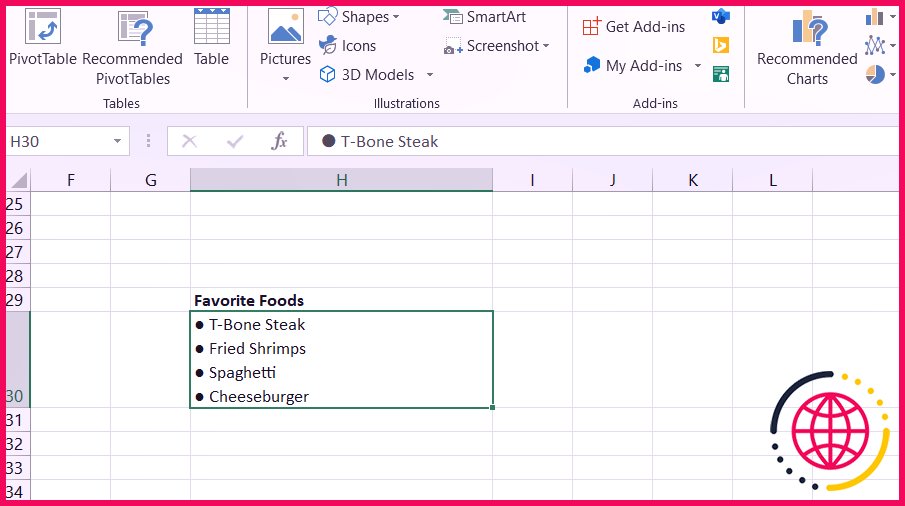 Vous pouvez créer une liste à puces dans une seule cellule dans Excel.