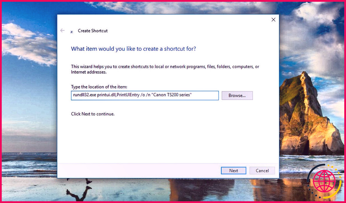 Créer un raccourci d'imprimante sur votre bureau