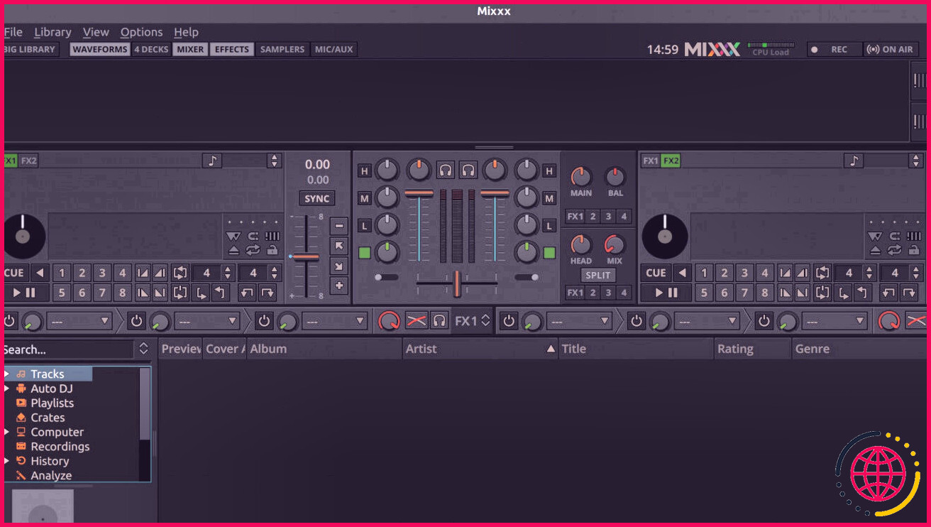 Application Mixxx dj-ing