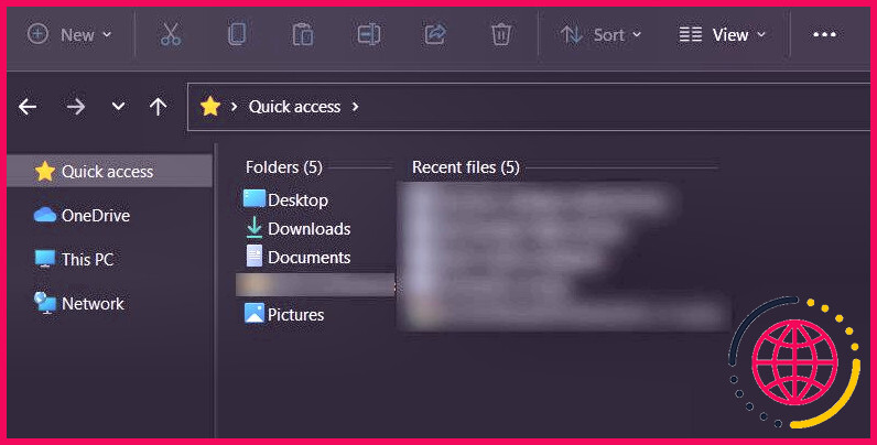 Explorateur de fichiers dans Windows 11 avec vue compacte activée