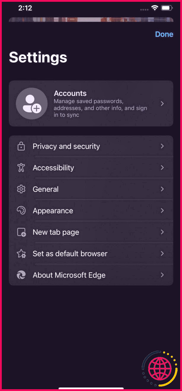 Paramètres de confidentialité et de sécurité dans Edge pour iOS
