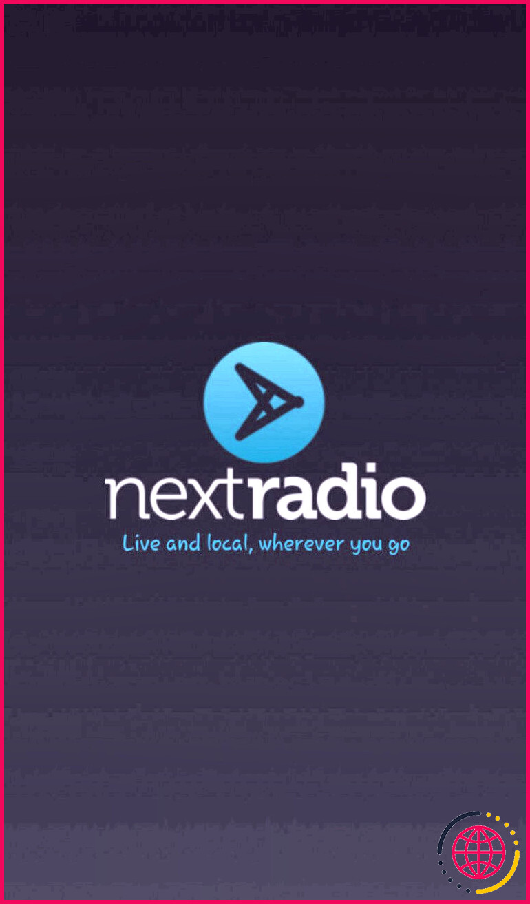 Écran de lancement NextRadio