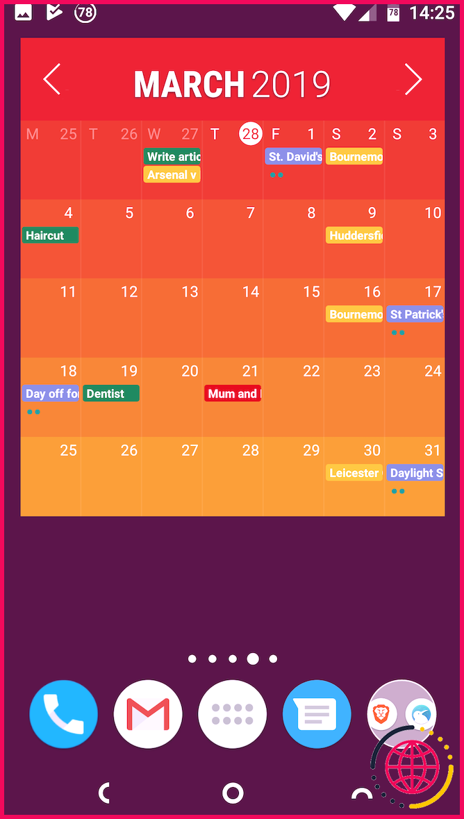 meilleur widget de calendrier Android 2