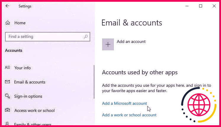 Connexion avec un compte Microsoft