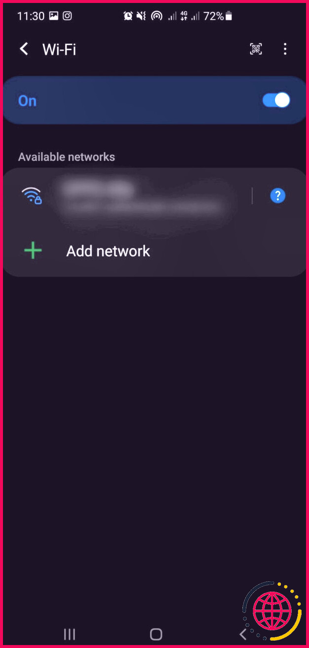 Sélectionnez l'option Wi-Fi