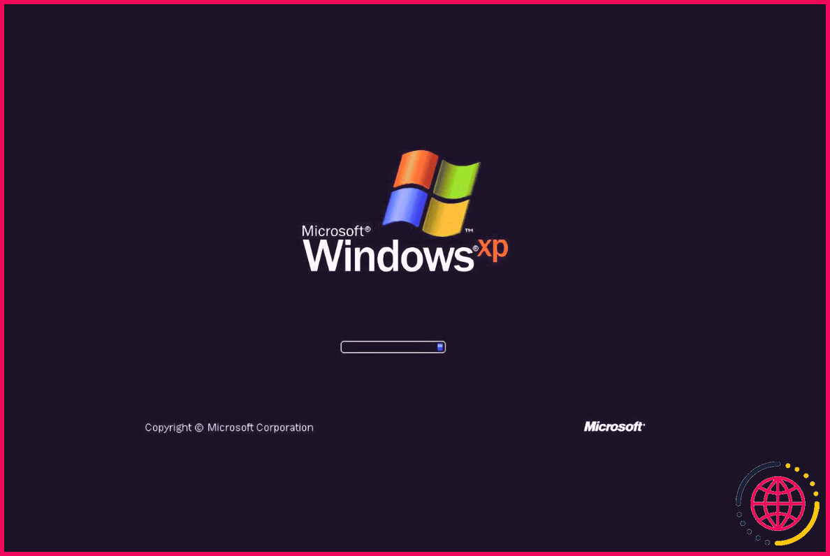 écran de démarrage windows XP