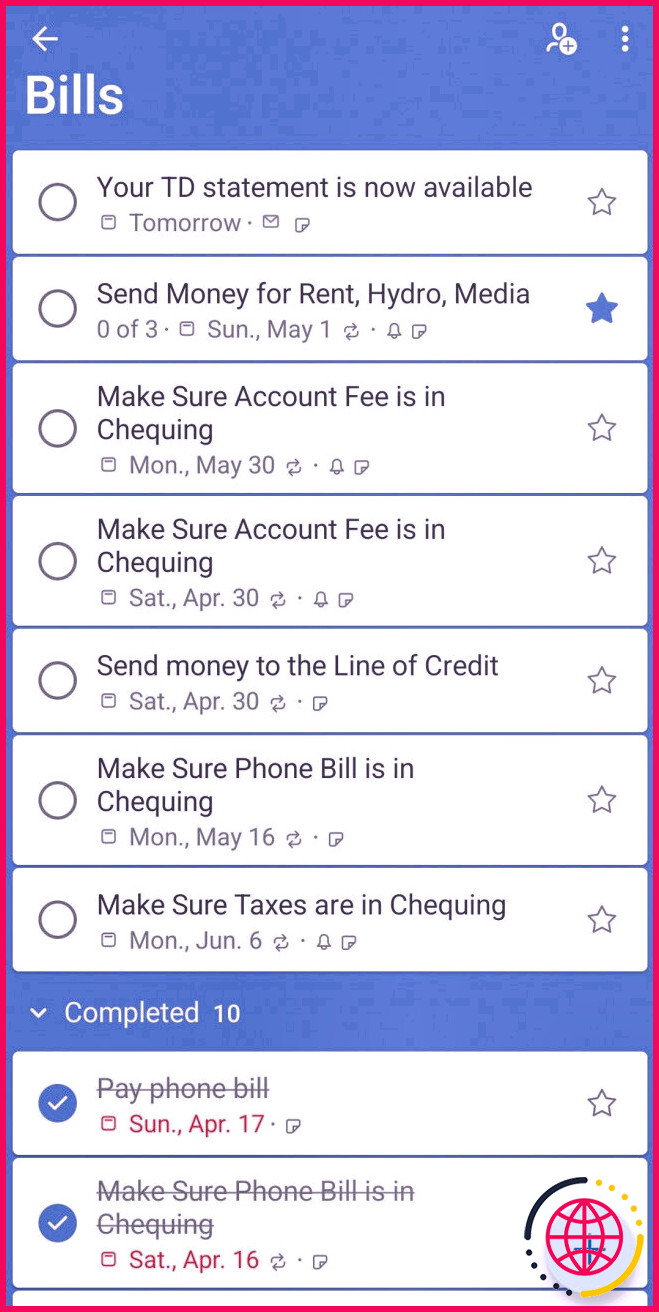 To Do pour Android une liste de tâches