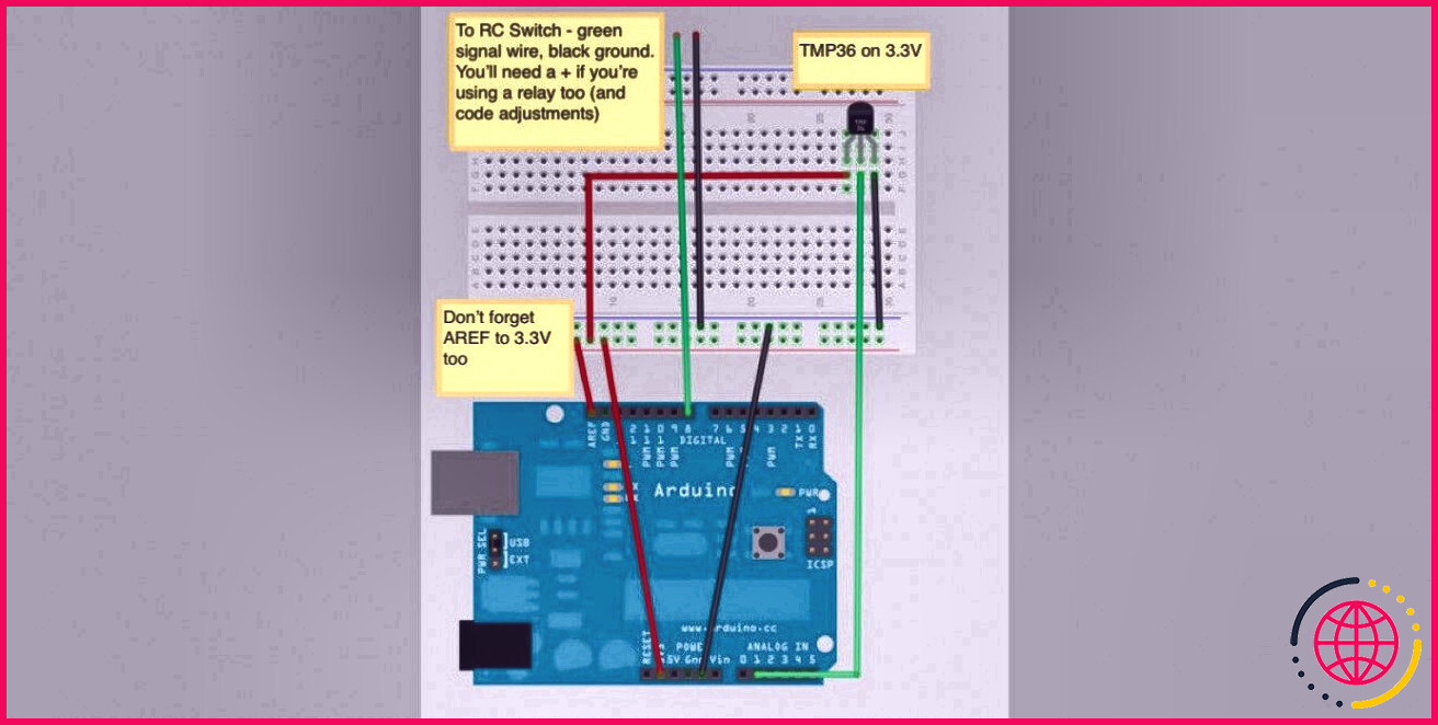 Un schéma de câblage arduino pour un contrôleur de température