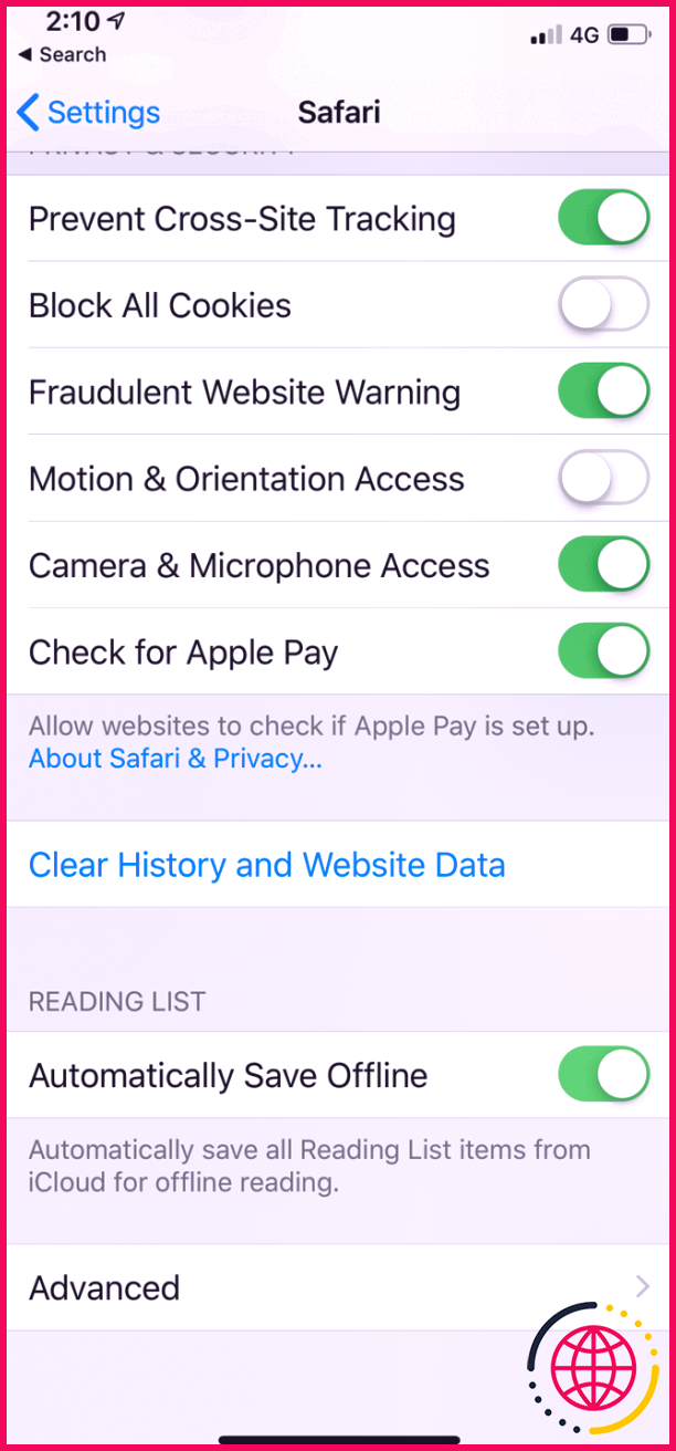 Liste de lecture Safari iPhone 3