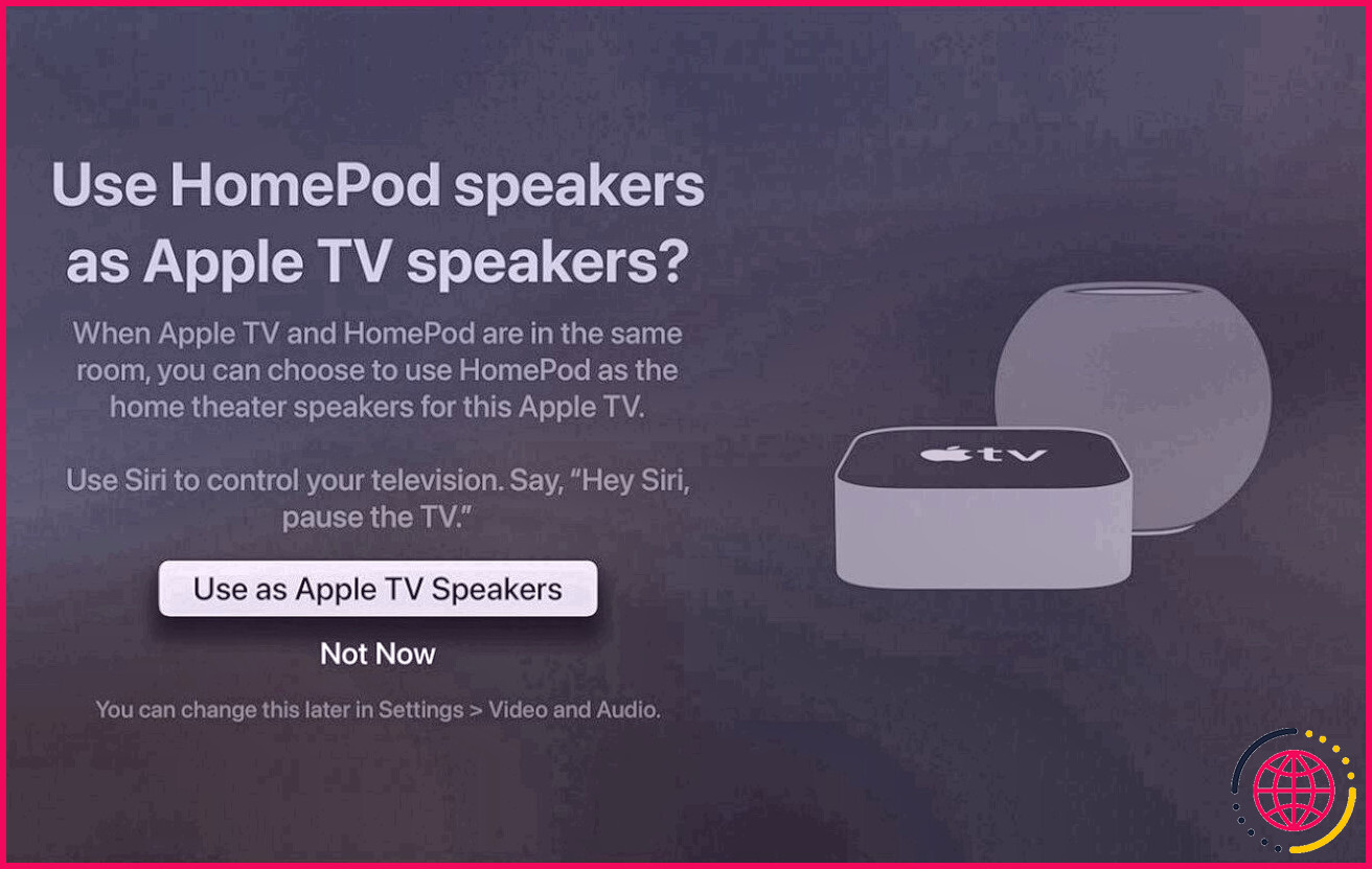 Utiliser les haut-parleurs HomePod comme écran de menu des haut-parleurs Apple TV