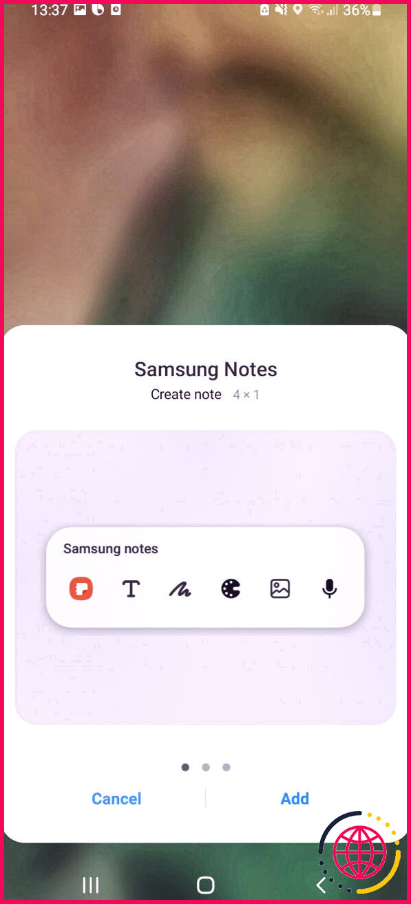Ajouter un widget de notes Samsung Android
