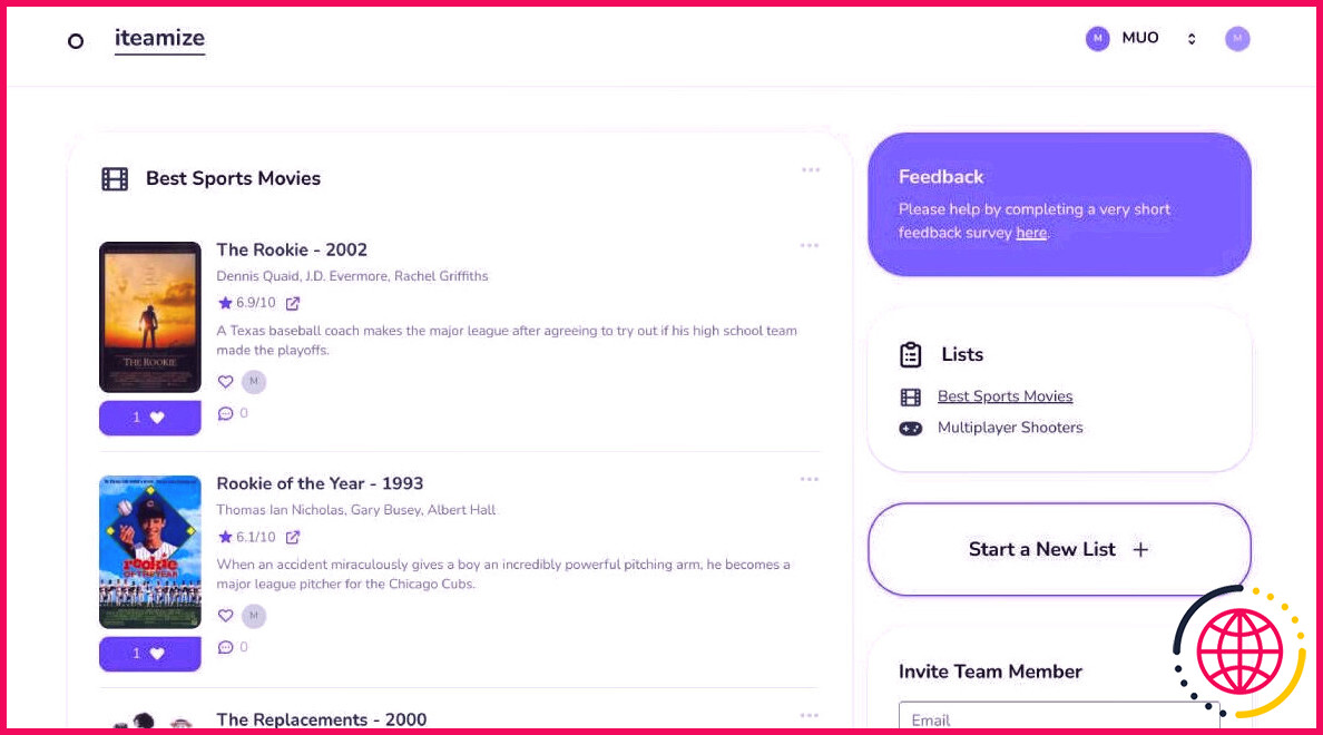 Iteamize is a simple system for teams to share recommendations for books, movies, games, and music
